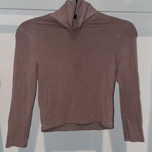 Cropped long sleeve turtle neck top